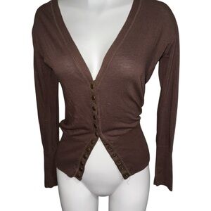 Color Story Brown snap front Cardigan, lightweight, soft, size Medium